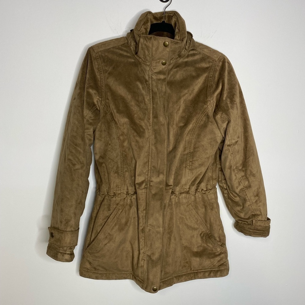 L.L. Bean Faux Suede Coat Puffy Soft XS Brown